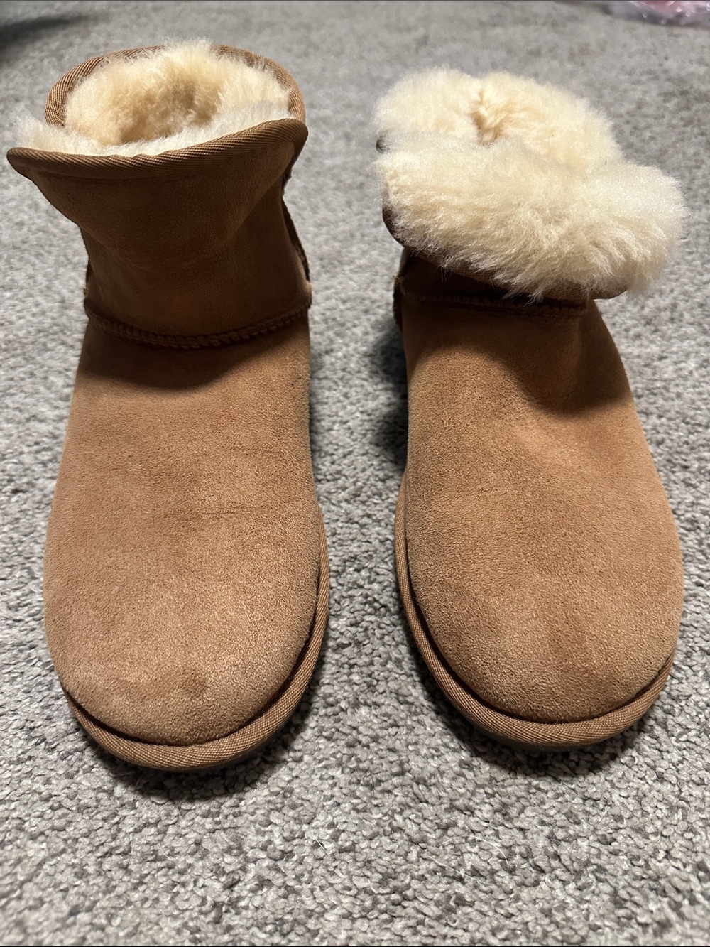 Shearling-Lined Suede Women's Slipper Boots - Chestnut